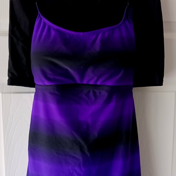 Women's Swim Tankini Set Black Purple Padded Boy Shorts Tummy Control SZ L NWOT - Picture 4 of 7